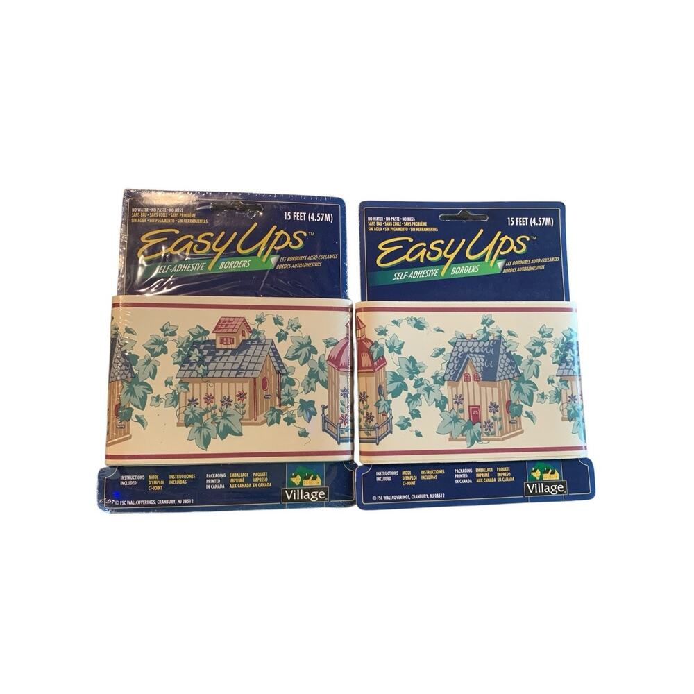 2 Easy‎ Ups Self Adhesive Wallpaper Border 15 Feet Vines Country Cottage Village